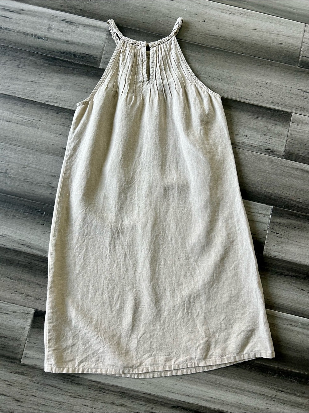 Relax by Tommy Bahama Beige Linen High Cut Neck Shift Dress - Picture 7 of 12